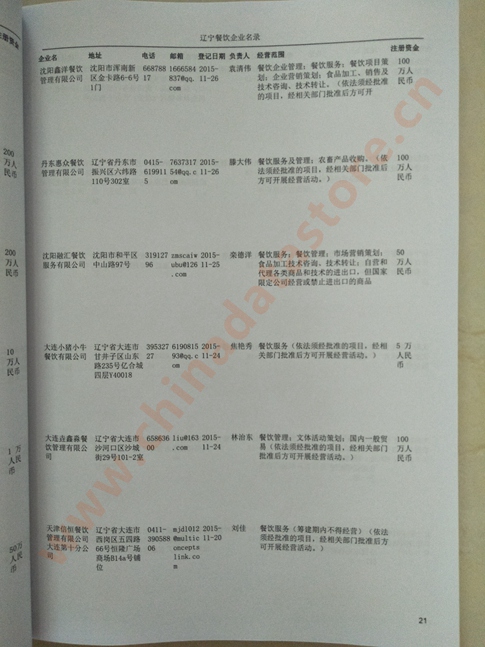 遼寧餐飲企業(yè)黃頁收錄了最新的遼寧餐飲企業(yè)名單，具有極高的營銷價值，實實在在提高銷售業(yè)績