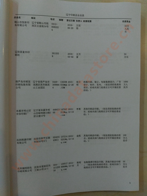 遼寧印刷企業(yè)黃頁(yè)收錄了最新的遼寧印刷企業(yè)名單，具有極高的營(yíng)銷價(jià)值，實(shí)實(shí)在在提高銷售業(yè)績(jī)